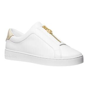 Michael Kors Women's Keaton Zip Up Slip On Sneakers White Gold Size 5